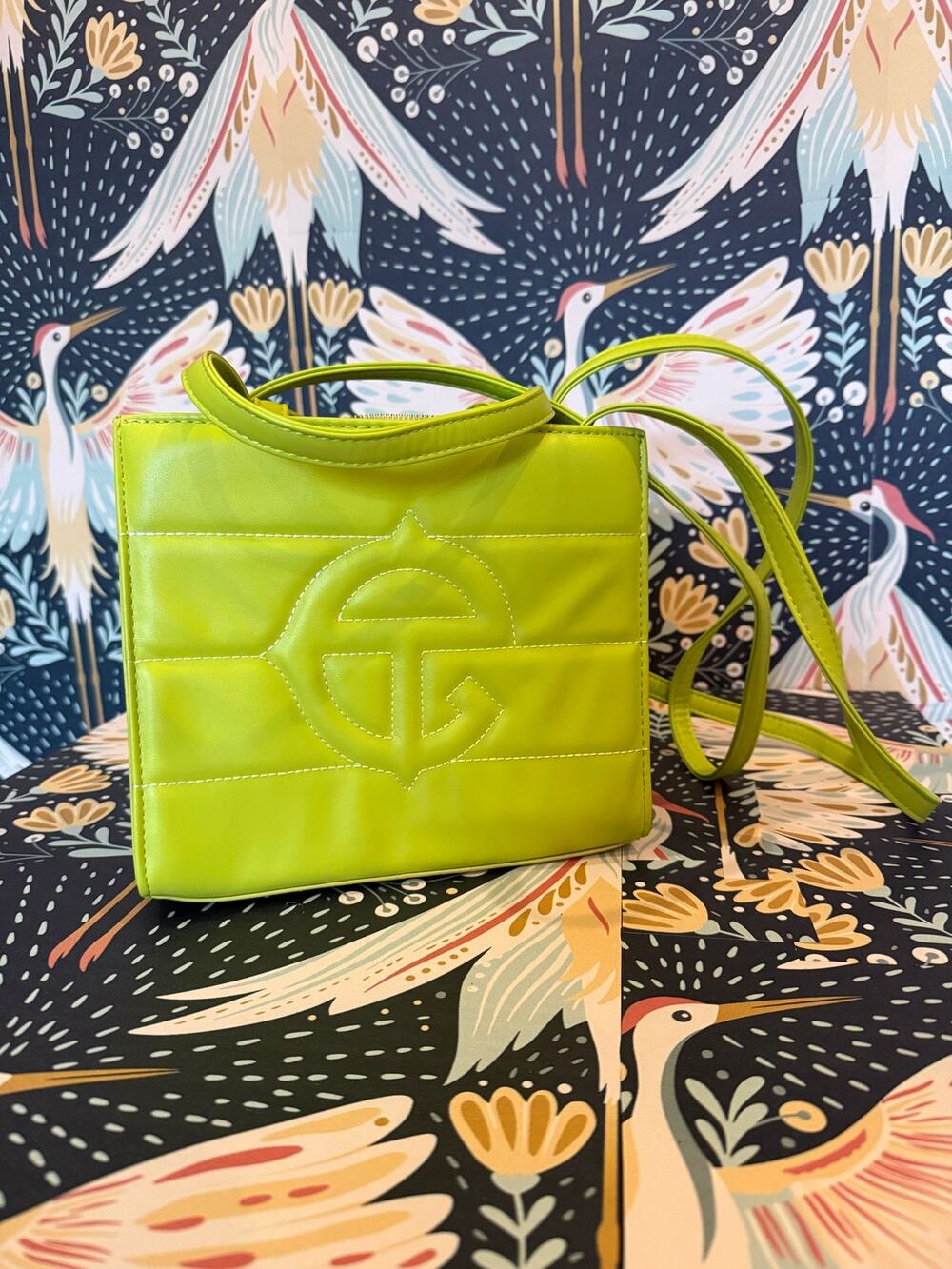 Telfar highlighter yellow bag. Small size